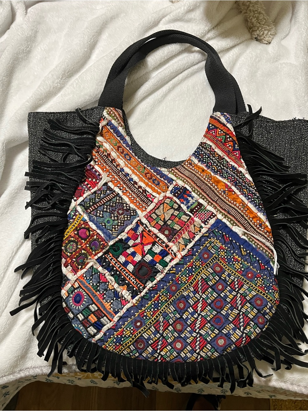 Boho Multicolor Fringe Tote Bag